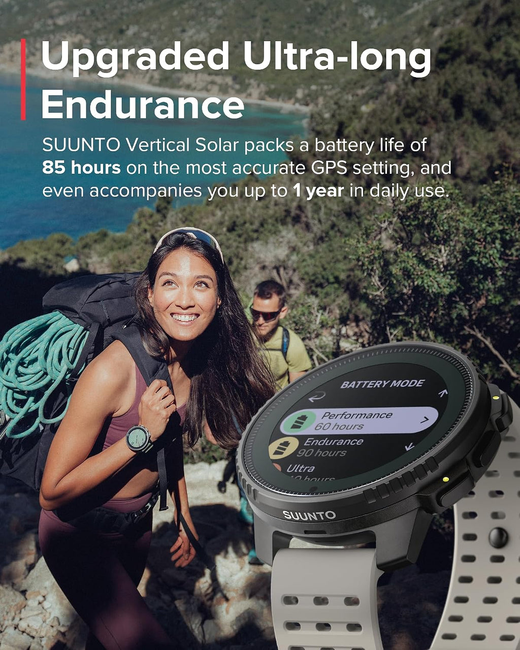SUUNTO Vertical GPS Adventure Watch, Activity Tracker w/Dual-Band GNSS & Offline Maps, Supports 95+ Sports, Training Metrics & Recovery Insights, Solar Charging Opt. for 1yr Daily Use