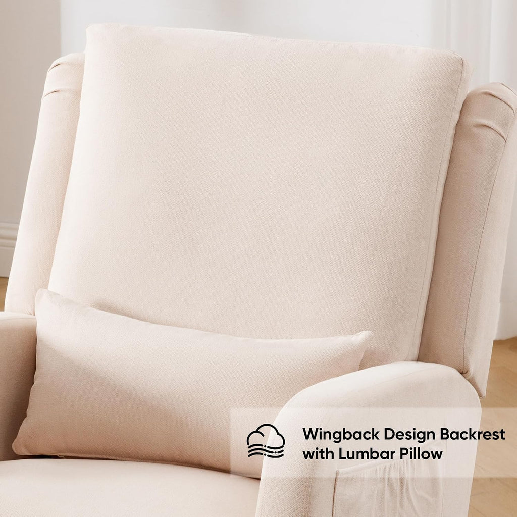 HCHAIRH Rocking Chair Nursery, Nursing Rocking Chairs with Lumbar Pillow, Comfy Modern Nursery Glider Rocker Morden Accent Rocking Chair for Mom Nursery, Living Room, Bedroom, Beige