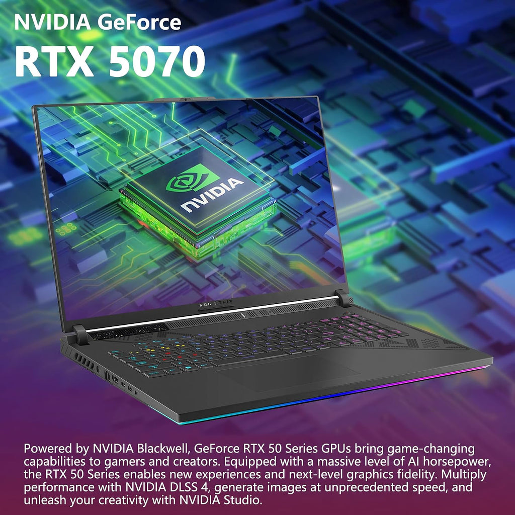 ASUS ROG Strix G18 G814 Gaming Laptop | 18' 2560x1600 240Hz 100% DCI-P3 | AMD 16-core Ryzen 9 9955HX (>i9-14900HX) | 32GB DDR5 1TB SSD | GeForce RTX 5070 | RGB Backlit Wi-Fi6E Win11 w/DLCA Accessory