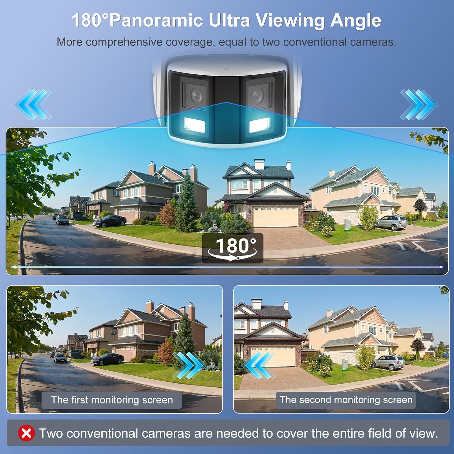 Anpviz 4K/8MP PoE Dual Lens Security Camera Outdoor 180 Degree Wide Angle,180° Panoramic IP Wired Camera with Human/Vehicle Detection, Two-Way Talk, Built-in Micro SD Card Slot, IP67Metal（H Series）