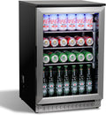 20 Inch Under Counter Beverage Fridge with Glass Door, Beverage Refrigerator Cooler 120 Can,Built in or Freestanding,Fast Cooling,Quiet ≤39 dBs,Blue LED Light Cooler for Bar, Home, Office
