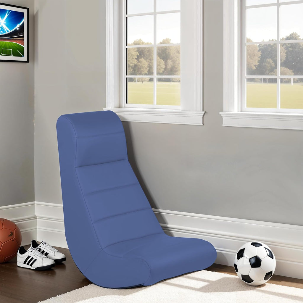 Factory Direct Partners Soft Ergonomic Horizontal Soft Floor Video Rocker - Cushioned Ground Chair Great for Reading, Gaming or Watching TV for Kids, Teens and Adults - Navy, 10489-NV