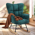 Simple Deluxe Nursery Rocking Chair, Teddy Upholstered Glider Rocker with High Backrest, Comfy Accent Armchair for Nursing & Reading, Standard Size, Green
