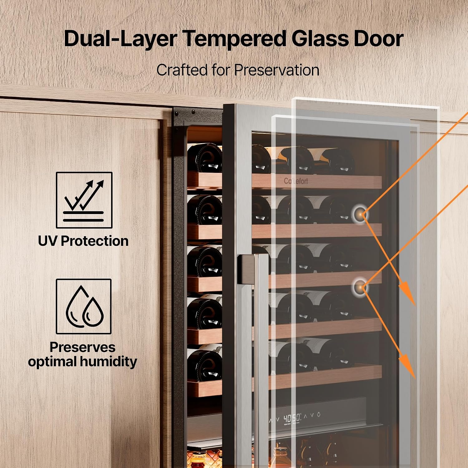 Ca'Lefort 24 Inch Wine & Beverage Refrigerator - 112 Can + 40 Bottle Dual Zone 34-65°F Cooler, 7 Adjustable Shelves & 3 LED Lights, Energy Star Certified Built-in/Freestanding for Home/Bar/Kitchen