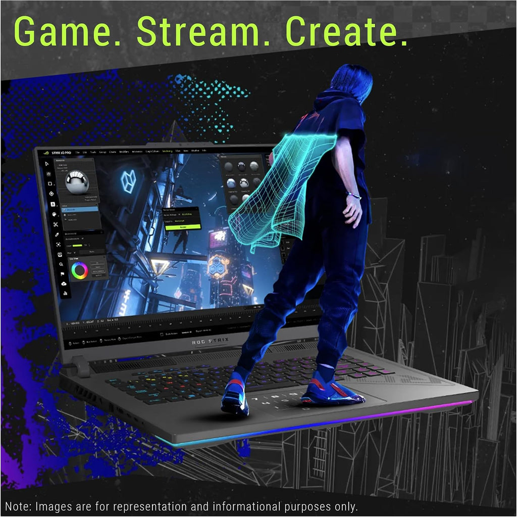 ASUS ROG Strix G16 Gaming Laptop, AMD Ryzen 9-9955HX, 32 GB DDR5 RAM, 2 TB PCIe SSD, 16' 2.5K (2560x1600) Display, Nvidia G-Force RTX 5070Ti, Backlit Chiclet Keyboard RGB, W11 Home, Eclipse Gray