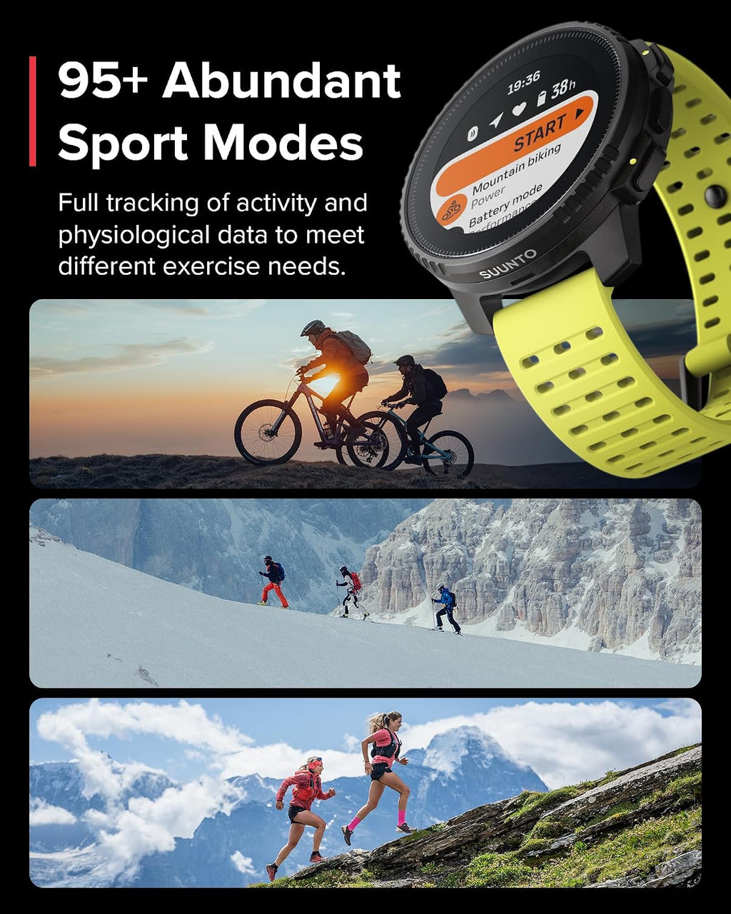 SUUNTO Vertical GPS Adventure Watch, Activity Tracker w/Dual-Band GNSS & Offline Maps, Supports 95+ Sports, Training Metrics & Recovery Insights, Solar Charging Opt. for 1yr Daily Use