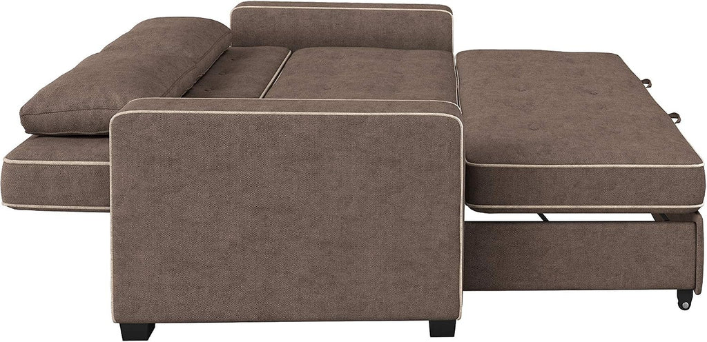 Serta Ainsley 72.6' Convertible Sleeper Sofa, Queen Size, Dreamcoil Comfort, Soft Woven Fabric, Java
