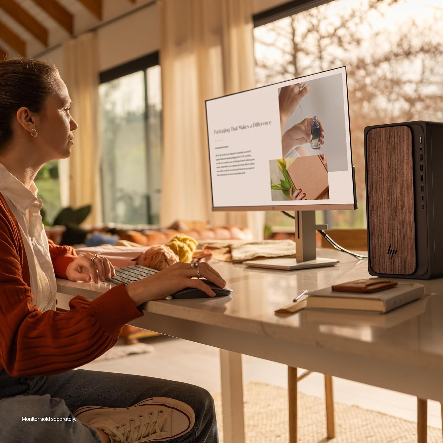 HP OmniDesk Desktop PC, Intel Core Ultra 5 225, 16 GB RAM, 512 GB SSD, Intel Graphics, Windows 11 Home, Microsoft Copilot, Dark Wood, M03-0010 (2025)