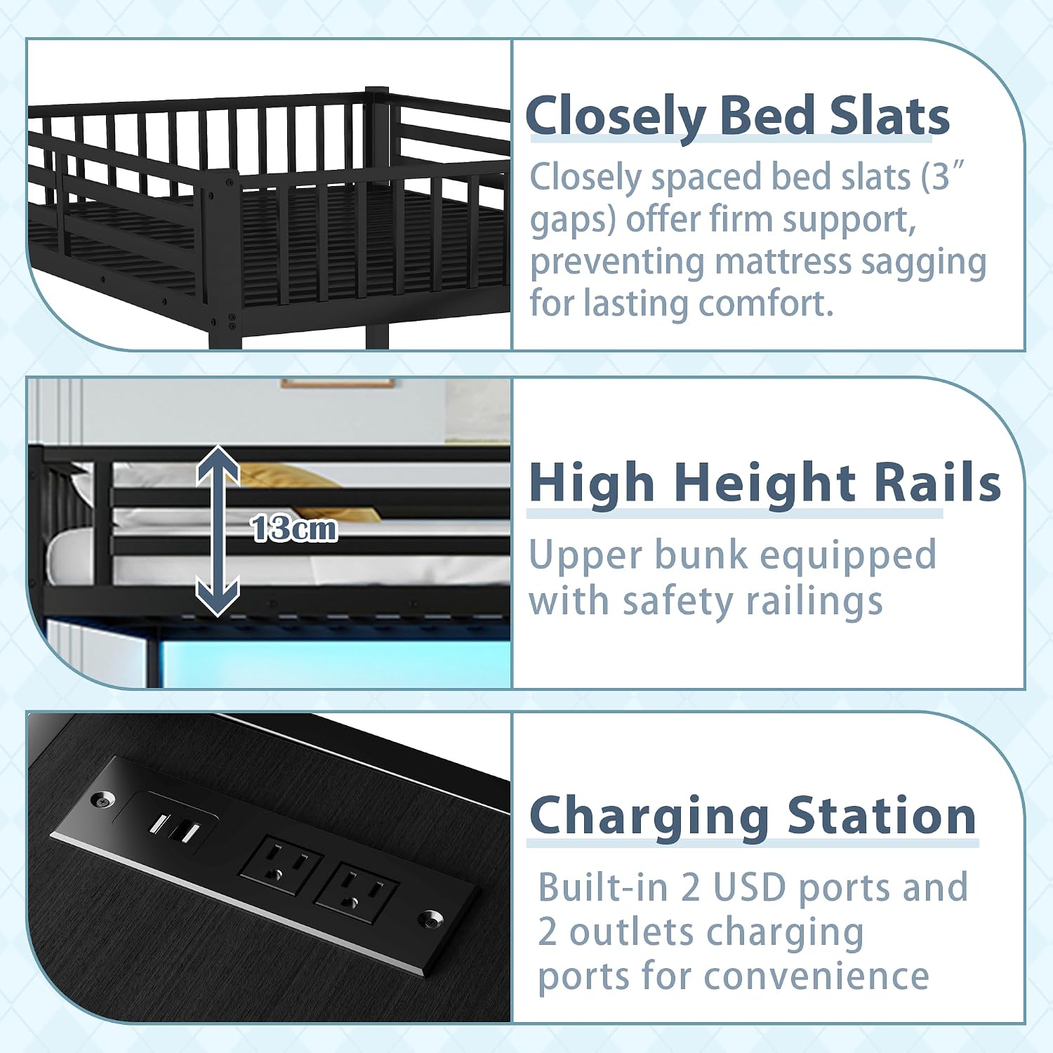 Full Size Loft Bed with Stairs and Desk, Gaming Loft Beds with RGB LED Light and Storage Shelf, Heavy-duty Metal Loft Bed Frame with Wardrobe, Charging Station for Adults Kids Teens, Black