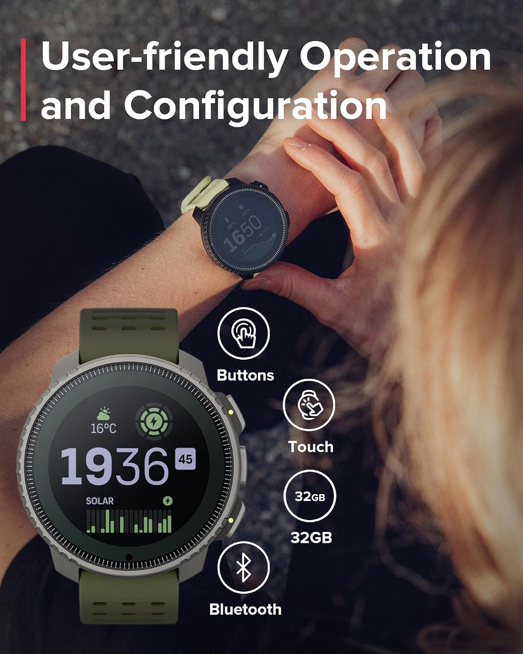 SUUNTO Vertical GPS Adventure Watch, Activity Tracker w/Dual-Band GNSS & Offline Maps, Supports 95+ Sports, Training Metrics & Recovery Insights, Solar Charging Opt. for 1yr Daily Use