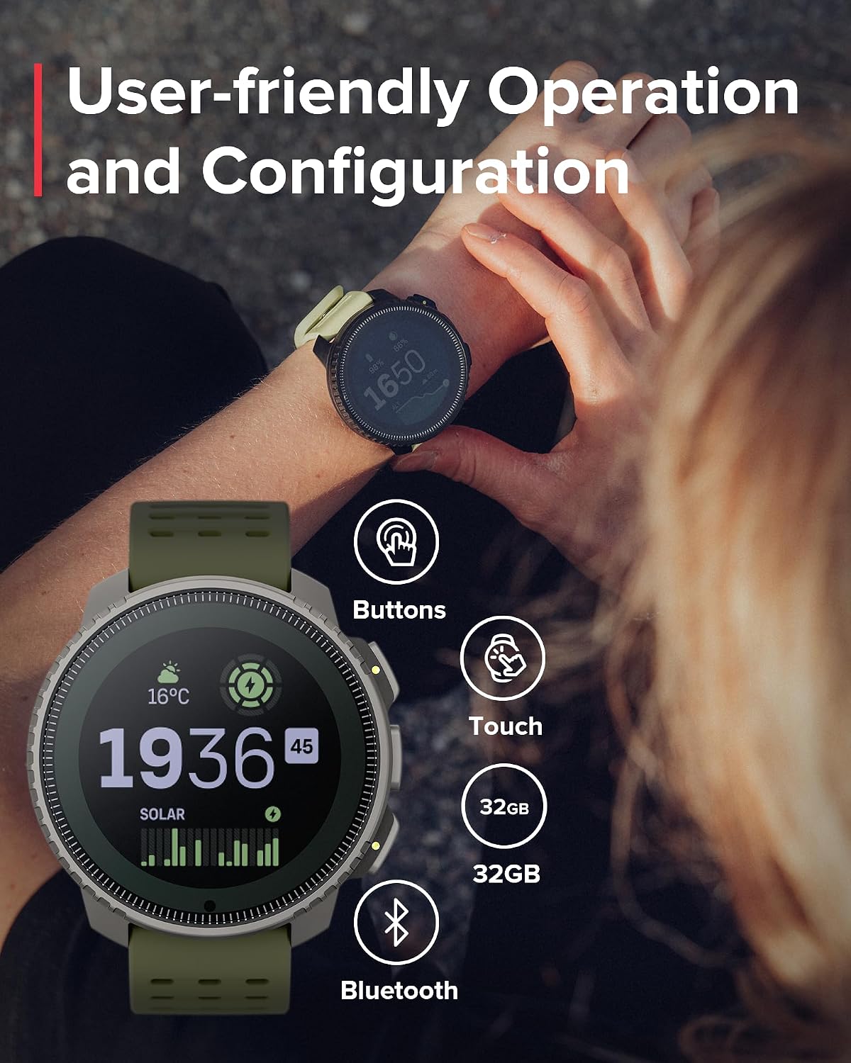 SUUNTO Vertical GPS Adventure Watch, Activity Tracker w/Dual-Band GNSS & Offline Maps, Supports 95+ Sports, Training Metrics & Recovery Insights, Solar Charging Opt. for 1yr Daily Use