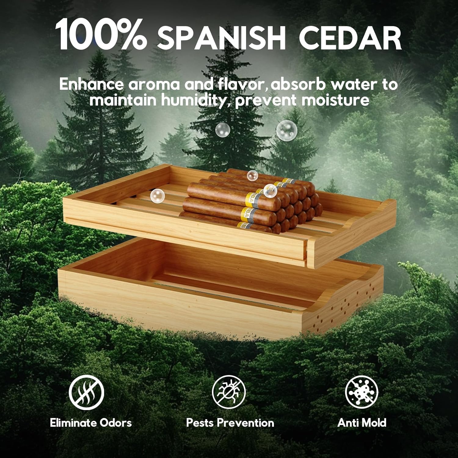 Tylza Electric Cigar Humidor Cabinet 70L, Electric Humidors for Cigars with Temp & Humidity Control, Digital Hygrometer, Lock, Refrigerator, Cigar Humidors with Cedar Wood Drawer Shelves, 550 Cigars