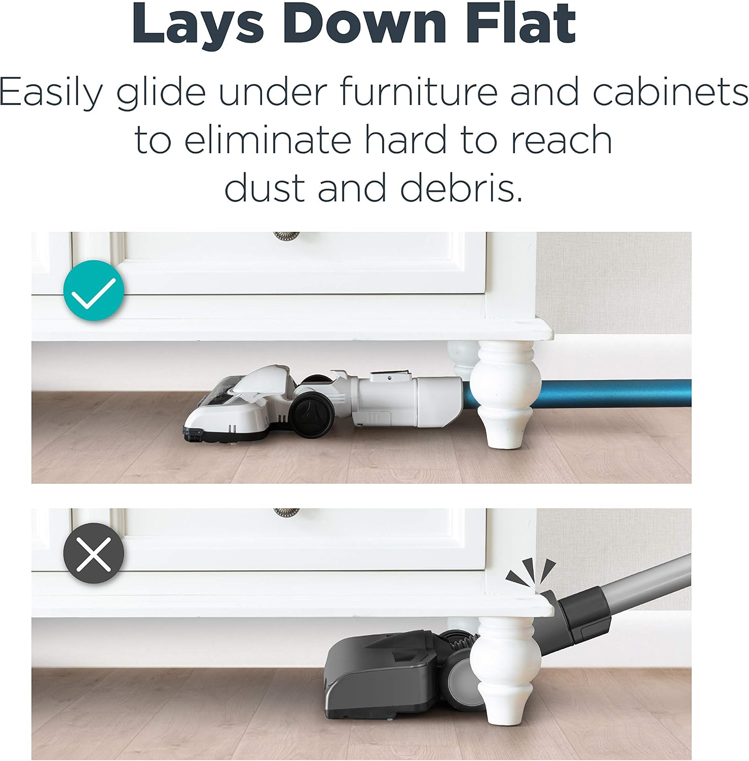 Eureka NEC185 Cordless Stick Vacuum Cleaner Convenient for Hard Floors, Rechargeable Handheld Vacuum Cleaner Portable with Powerful Motor Efficient Suction,White