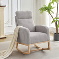Nursery Glider Rocking Chair with 2 Side Pockets - Solid Wood Legs, Cozy Armchair for Baby Room, Living Room, Bedroom, Comfortable Nursery Essential(Light Gray)