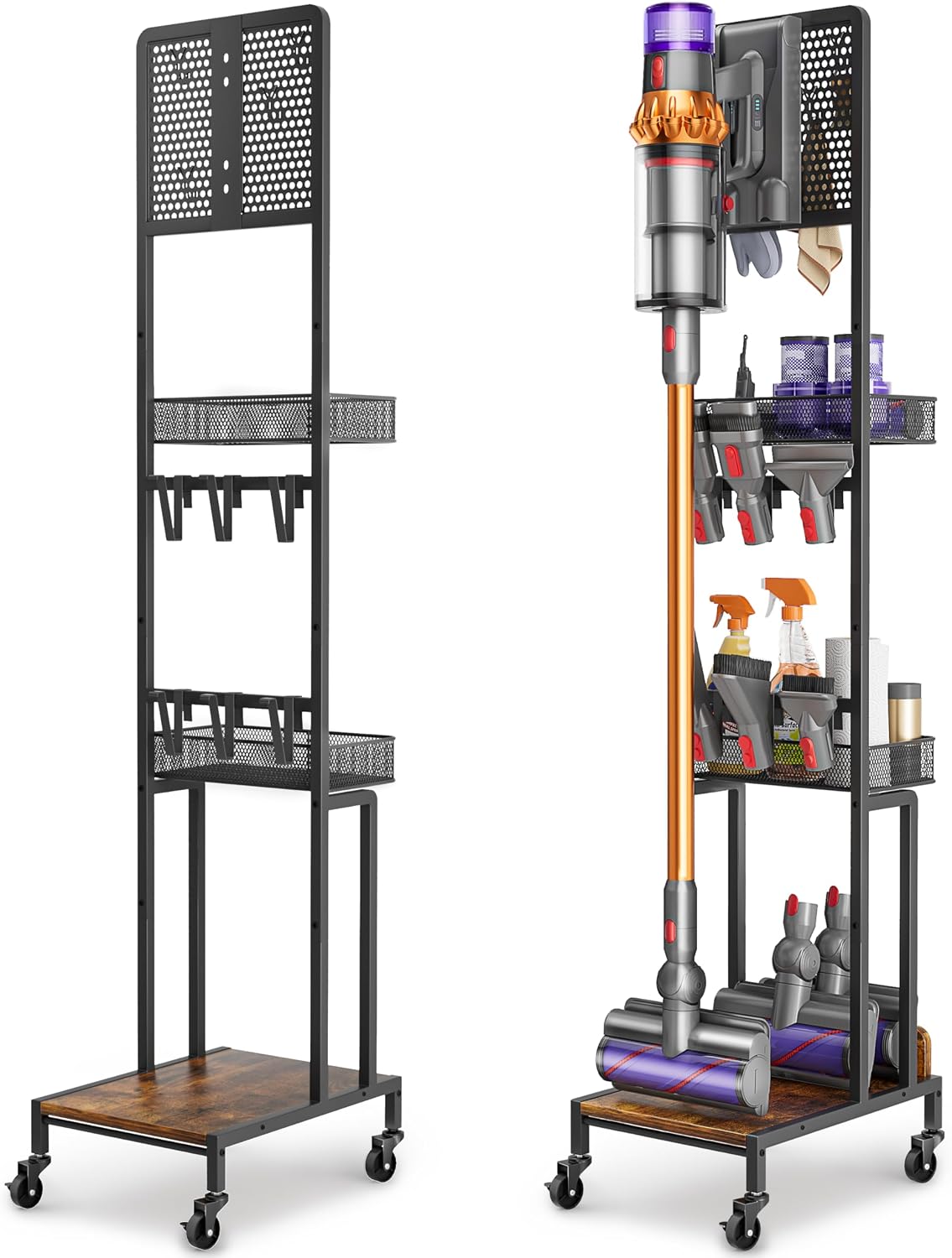 Vacuum Stand for Dyson and Broom Storage Cart
