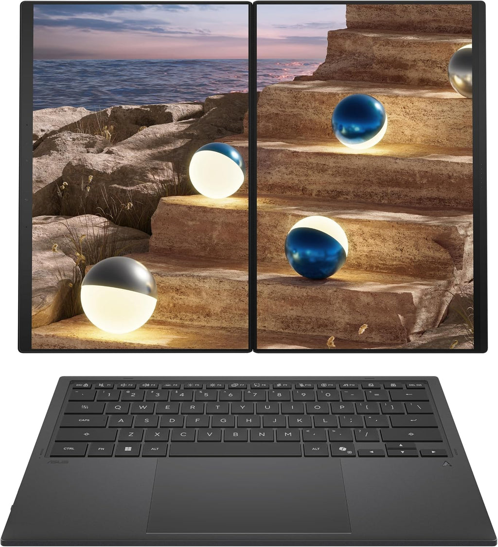 ASUS Zenbook Duo Laptop (2026), Dual 14' OLED 3K 144Hz Touch Display, Intel Core Ultra 9 Processor 386H, Intel Graphics, 32GB RAM, 1TB SSD, Sleeve and Stylus Included, WiFi 7, Windows 11, Moher Gray