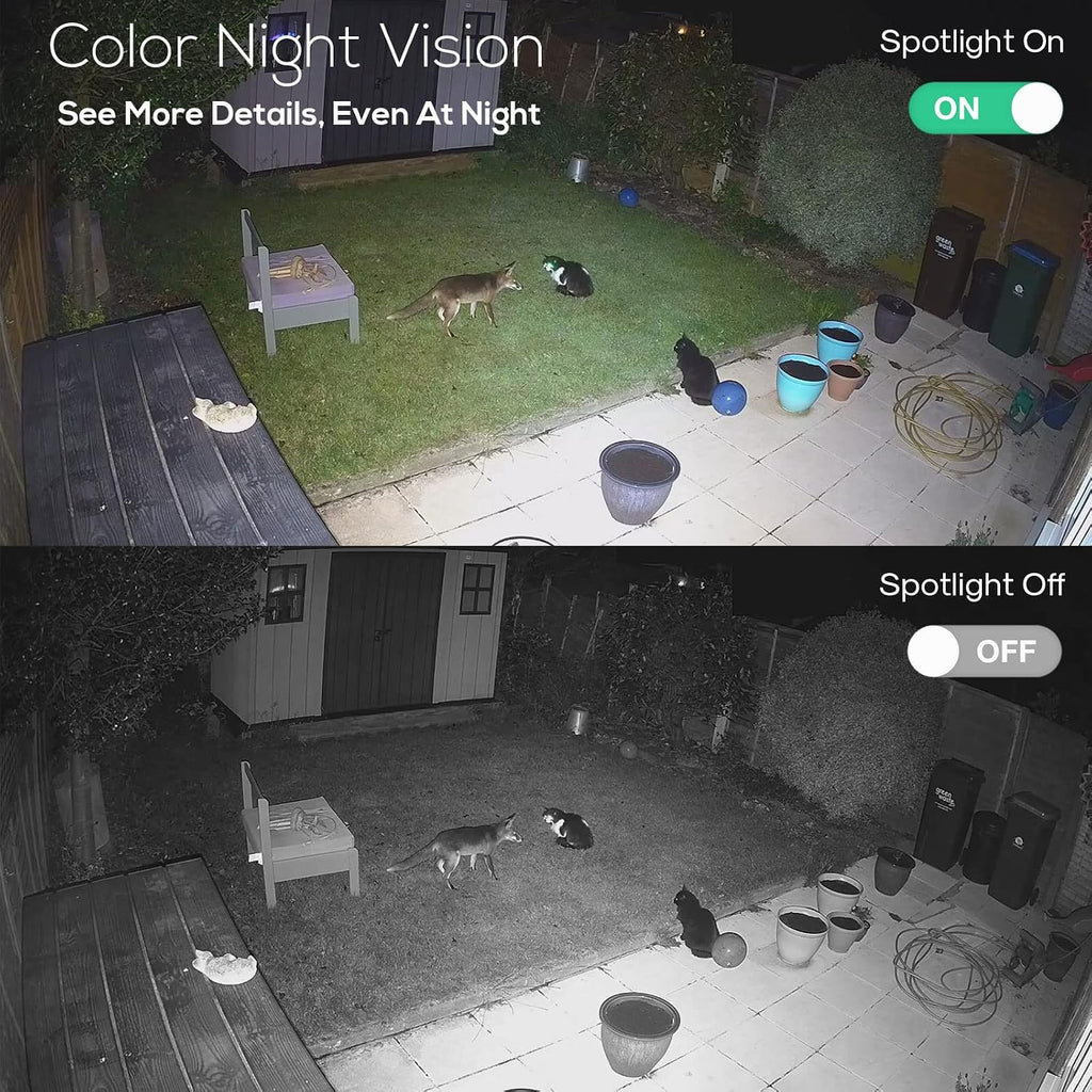Kittyhok Black Solar Security Cameras Wireless Outdoor System, 5G/2.4G WiFi, 4pcs 2K Ultra Pan/Tilt Home Solar Security Camera with Human Detection, Spotlight, 10CH WiFi-6 NVR, 60 Days Local Storage
