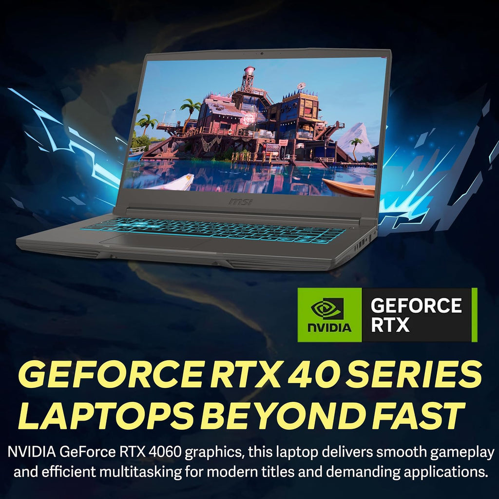 msi Thin 15 15.6' FHD 144Hz Gaming Laptop, Intel i5-13420H, 16GB RAM, 512GB PCIe SSD, NVIDIA GeForce RTX 4060, Backlit Keyboard, Wi-Fi 6E, Windows 11, Gray, 256GB Docking Station Set