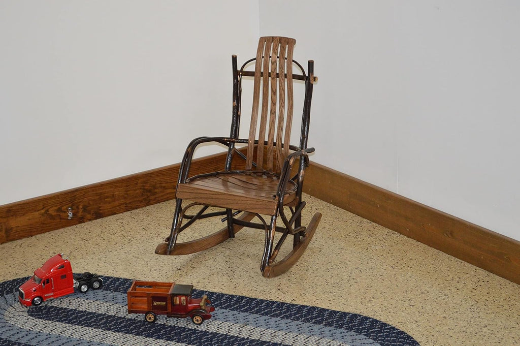 Amish-Made Small Walnut-Stained Oak and Hickory Kids Rocking Chair