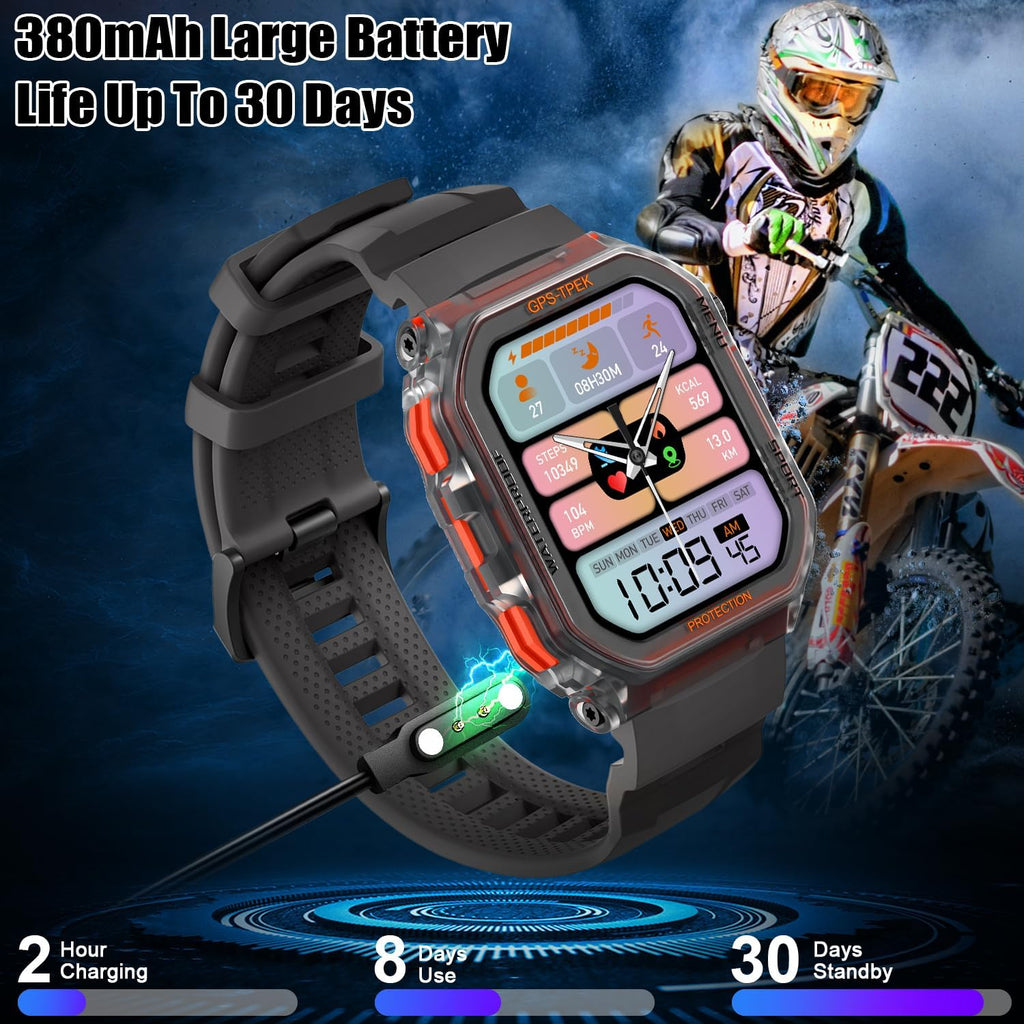 XSCQ Military Smart Watch for Men (Answer/Make Calls), 1.75'' Smart Watch for Android and iPhone, Fitness Watch with 100+ Sports Modes, IP68 Waterproof, GPS/Heart Rate/Sleep/Stress, Watches for Men