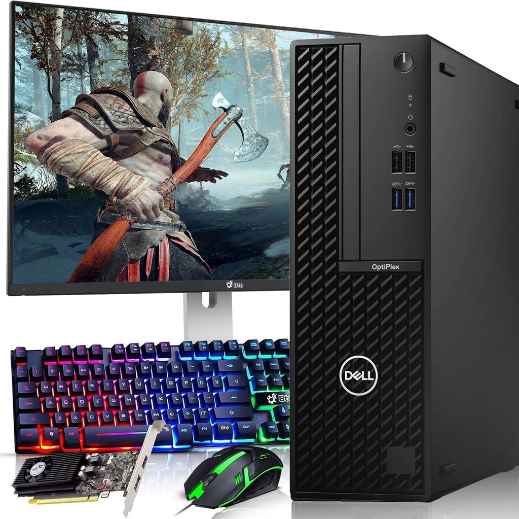 Dell OptiPlex Gaming Desktop PC SFF | Intel Core i5-10500 10th Gen | 16GB RAM | 512GB SSD | 24' Monitor | GeForce GT 1030 | WiFi | RGB Keyboard and Mouse | Gaming Computer | Windows 11 Pro (Renewed)