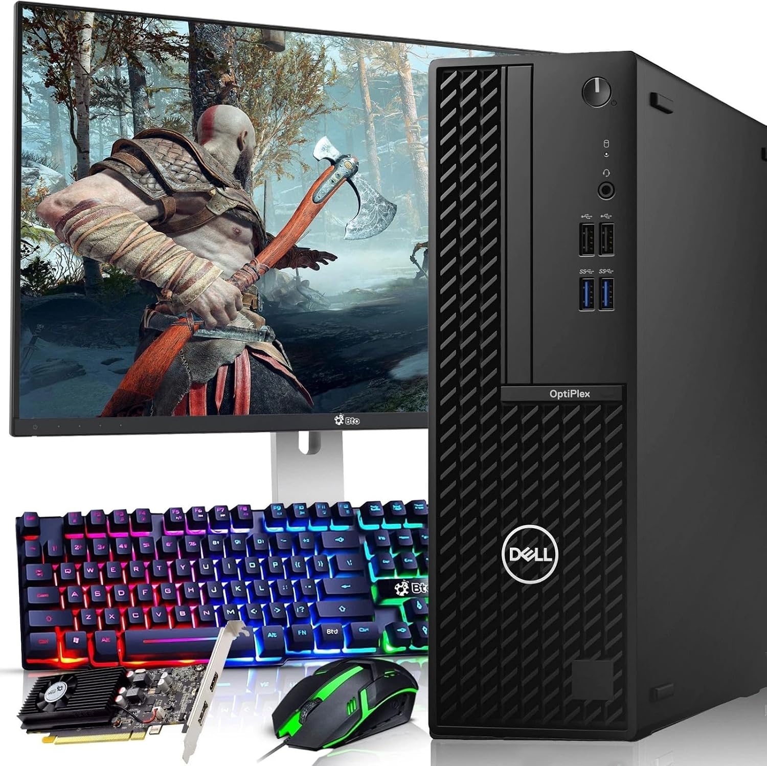 Dell OptiPlex Gaming Desktop PC SFF | Intel Core i5-10500 10th Gen | 16GB RAM | 512GB SSD | 24' Monitor | GeForce GT 1030 | WiFi | RGB Keyboard and Mouse | Gaming Computer | Windows 11 Pro (Renewed)