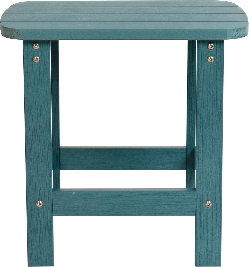Flash Furniture Set of 2 Savannah Adirondack Rocking Chairs - Commercial Grade All-Weather Sea Foam Poly Resin Wood - Matching Side Table