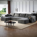 Modular Sectional Sofa, Boneless Couches for Living Room, L-Shape Sofa Couches,Cloud Couch Sectional, Comfy Corduroy Sofa, with Deep Seat, No Assembly Required (Gray, 4 Seater + 2 Ottoman)