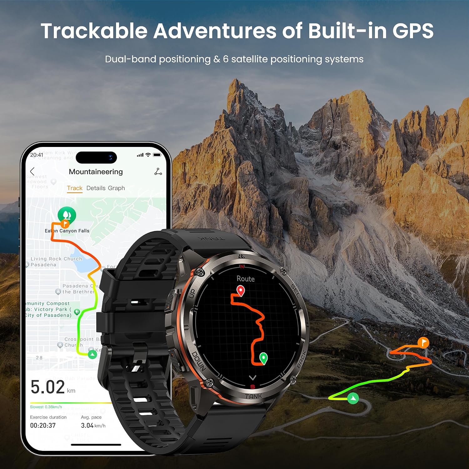 KOSPET Tank T3 Ultra 2 Smart Watch for Men GPS, Extra-Long Battery, Full Stainless Steel Body Rugged Smartwatch with Bluetooth Calling, 1.43' AMOLED Display, Pressure&Altitude&Compass