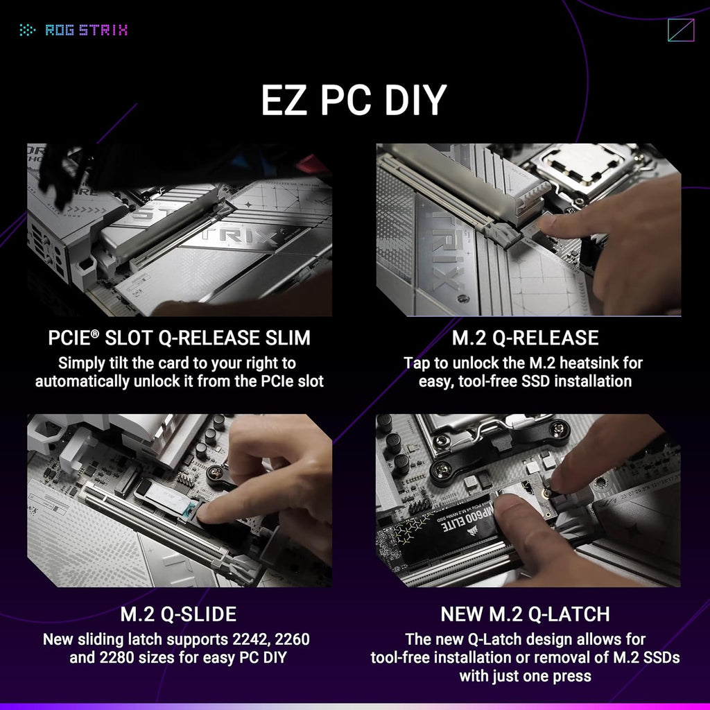 ASUS ROG Strix X870-A Gaming WiFi AMD AM5 X870 ATX Motherboard 16+2+2 Power Stages, Dynamic OC Switcher, Core Flex, DDR5 AEMP, WiFi 7, 4X M.2, PCIe® 5.0, Q-Release Slim, USB4®, AI OCing & Networking