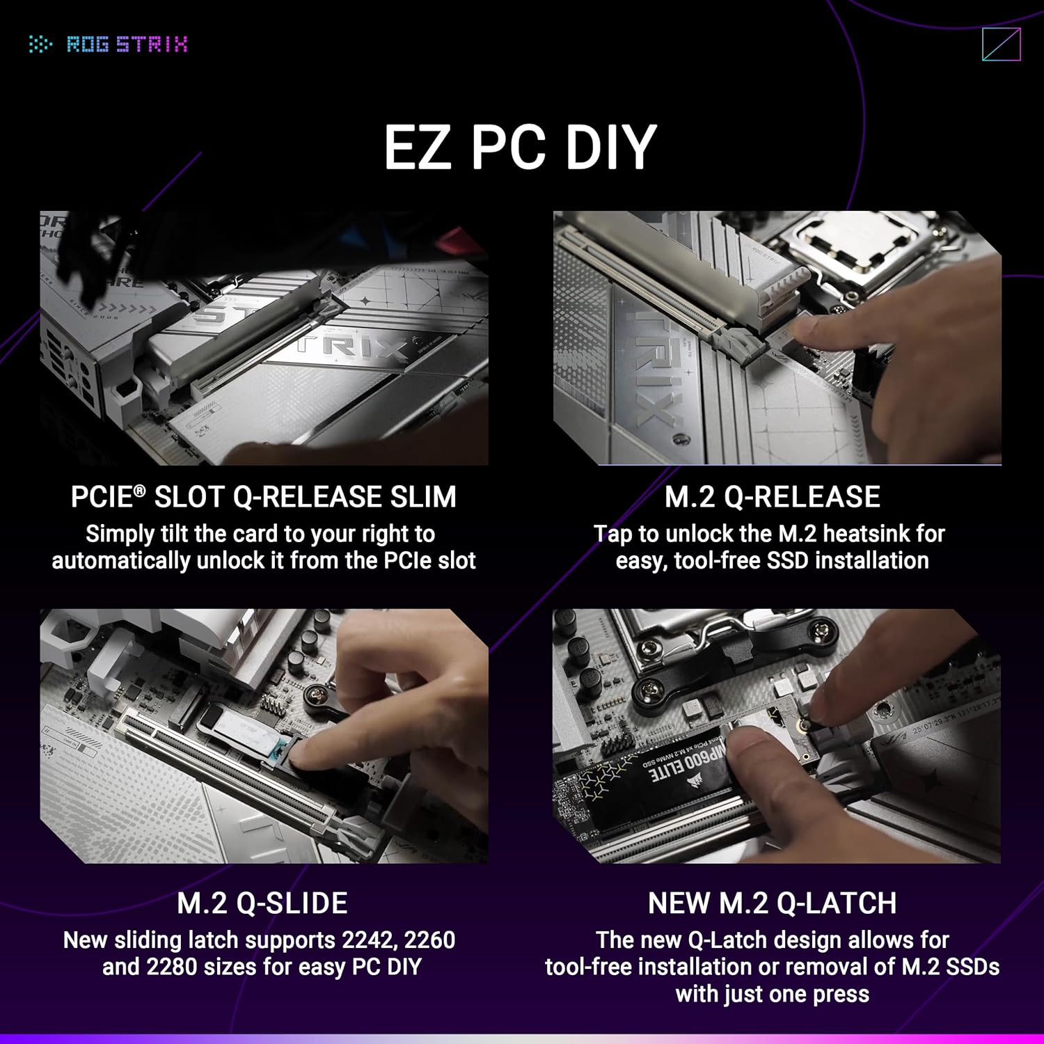 ASUS ROG Strix X870-A Gaming WiFi AMD AM5 X870 ATX Motherboard 16+2+2 Power Stages, Dynamic OC Switcher, Core Flex, DDR5 AEMP, WiFi 7, 4X M.2, PCIe® 5.0, Q-Release Slim, USB4®, AI OCing & Networking