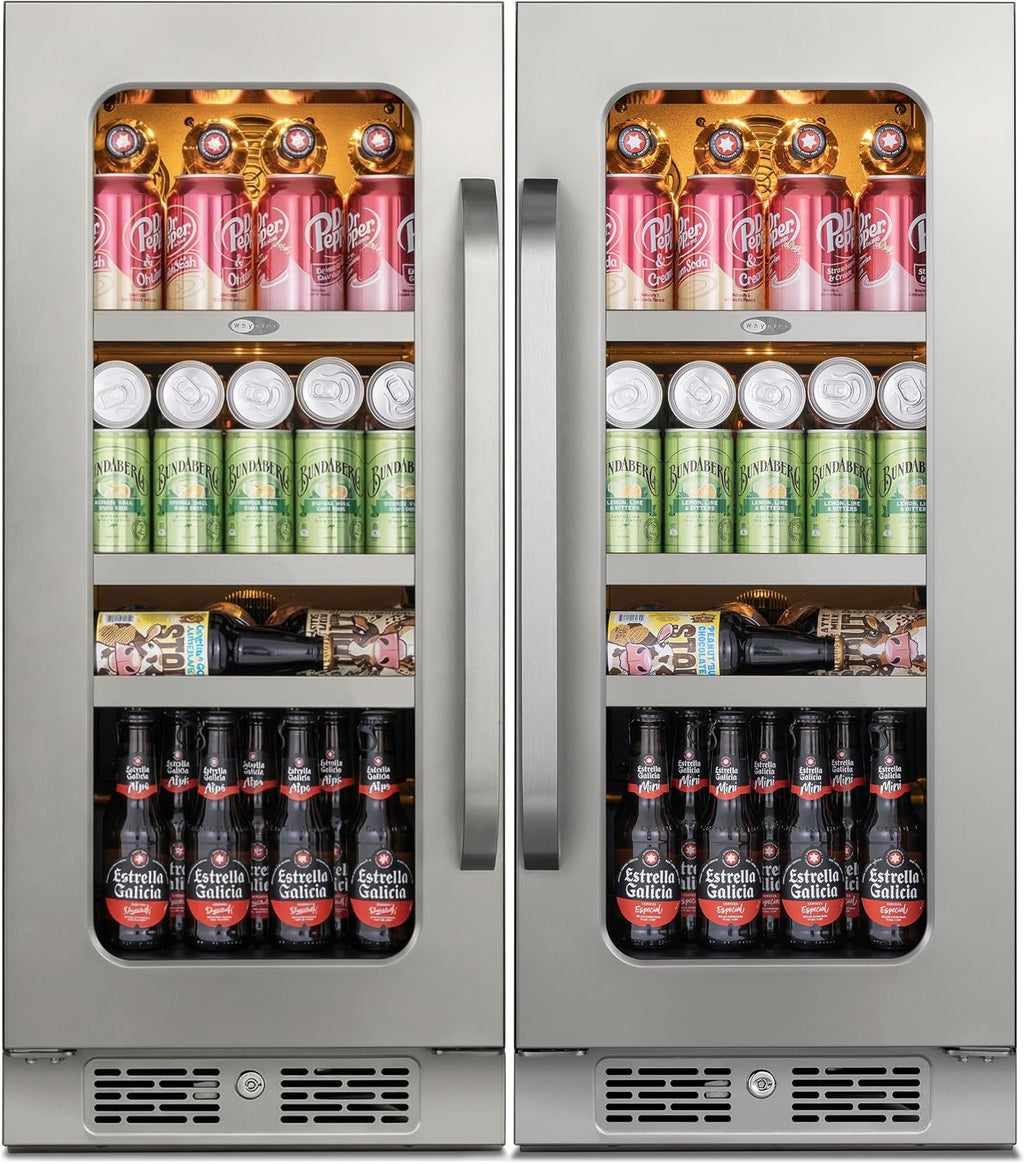 Whynter Wine Fridge Refrigerator 30 Inch Wine Cooler Bundle Built-In or Freestanding Wine Fridge with Glass Door Large Capacity Holds 160 Cans Beverage Refrigerators For Home Bar Kitchen