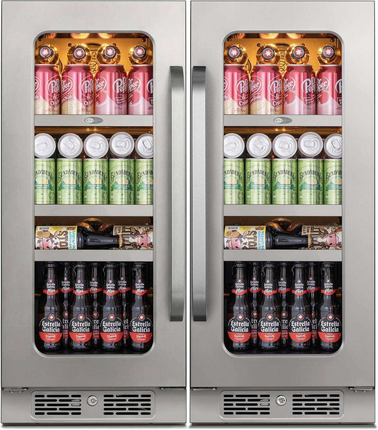 Whynter Wine Fridge Refrigerator 30 Inch Wine Cooler Bundle Built-In or Freestanding Wine Fridge with Glass Door Large Capacity Holds 160 Cans Beverage Refrigerators For Home Bar Kitchen