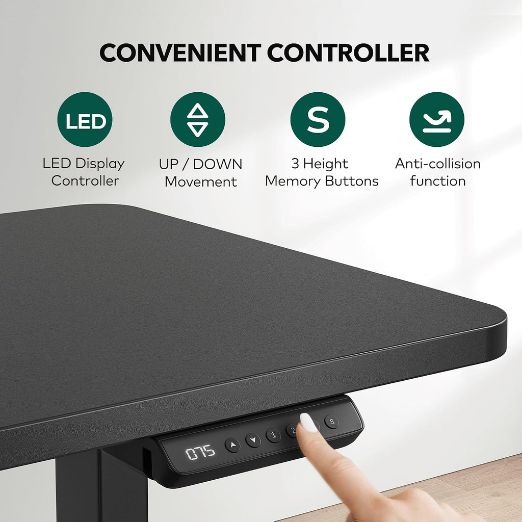 FEZIBO 75' x 63' L Shaped Standing Desk Adjustable Height, 75 Inch Electric Stand up Corner Computer Desk, Sit Stand Home Office Desk with Splice Board, Black