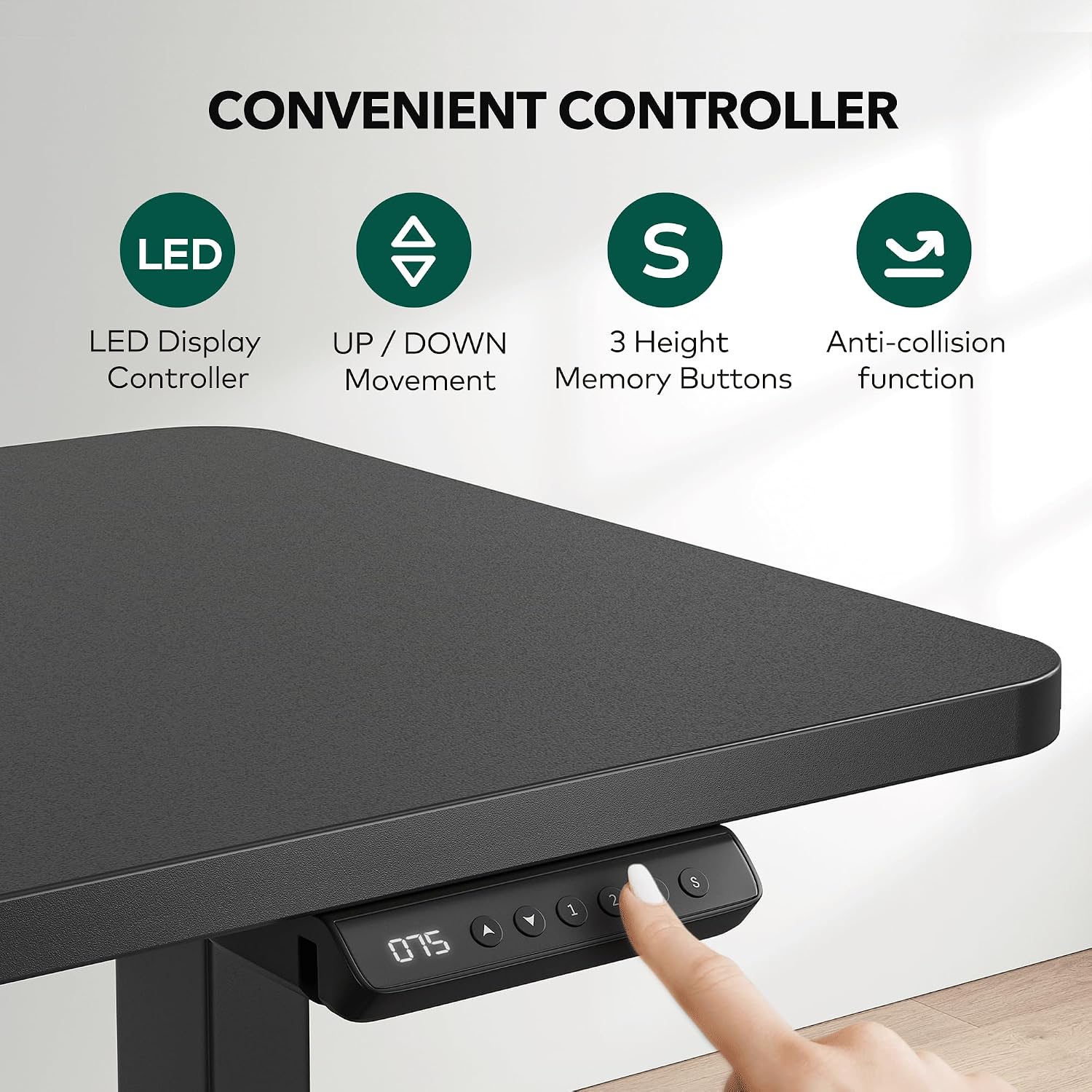 FEZIBO 75' x 63' L Shaped Standing Desk Adjustable Height, 75 Inch Electric Stand up Corner Computer Desk, Sit Stand Home Office Desk with Splice Board, Black