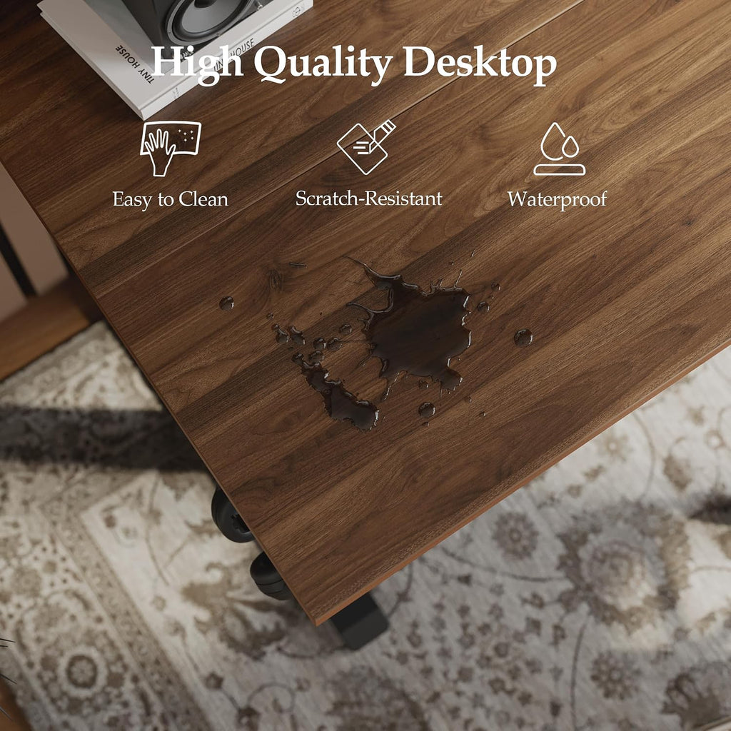 Klicelor 55 Inch Large Electric Standing Desk, Height Adjustable Office Desk, Sit Stand Up Computer Gaming Desk with Memory Preset, Two-Piece Desktop, Dark Walnut