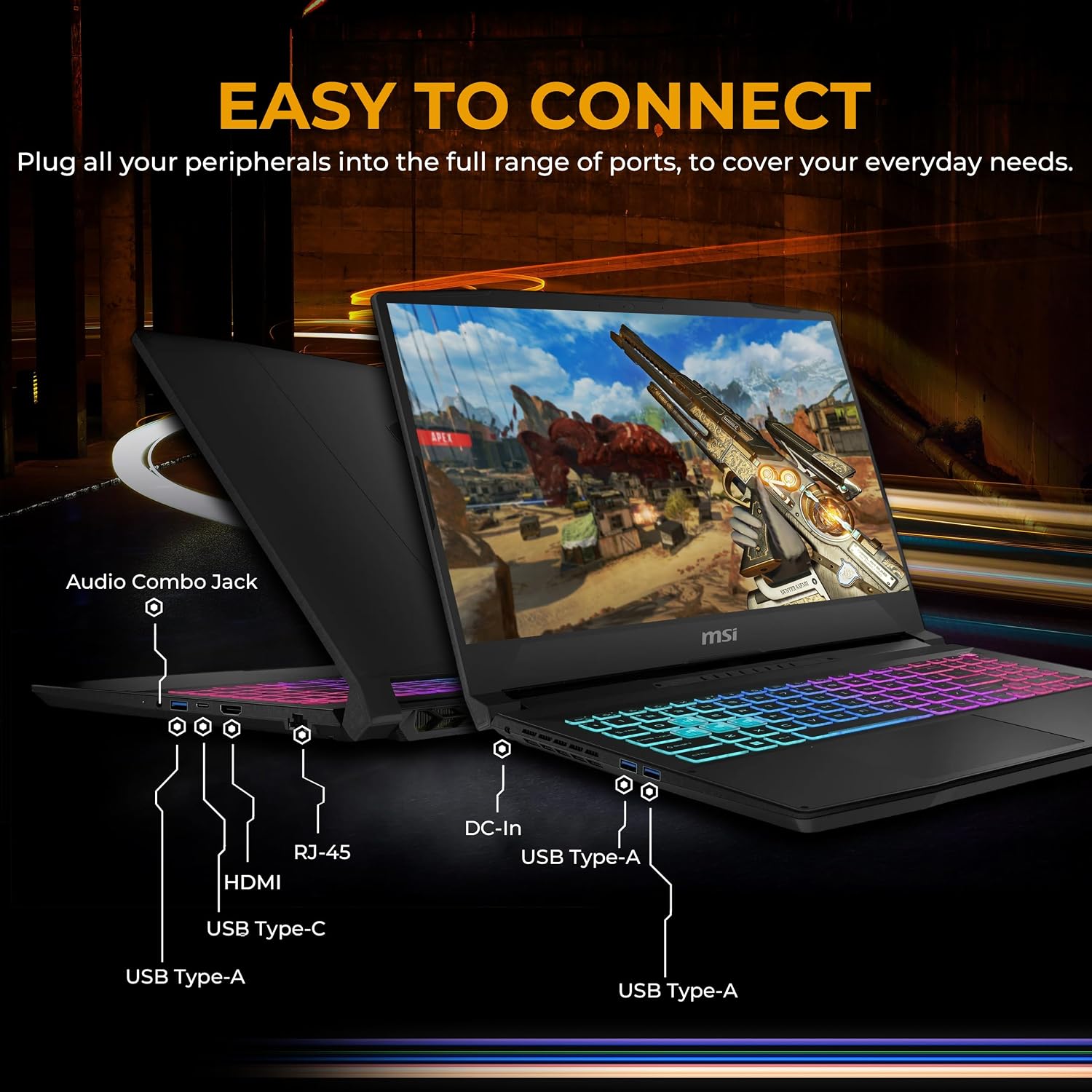 msi Katana 15.6' 165Hz QHD Gaming Laptop, NVIDIA GeForce RTX 5070 8GB, 32GB DDR5 RAM, 2TB Storage(1TB SSD & 1TB Docking Station), Intel i7-14650HX, 4 Zone RGB Backlit Keyboard, Windows 11 Pro, Black