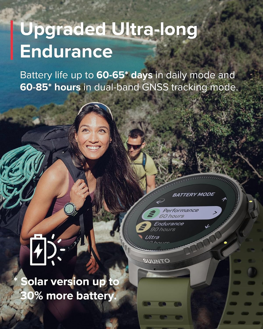 SUUNTO Vertical GPS Adventure Watch, Activity Tracker w/Dual-Band GNSS & Offline Maps, Supports 95+ Sports, Training Metrics & Recovery Insights, Solar Charging Opt. for 1yr Daily Use