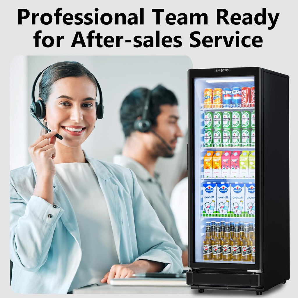 7 Cu.Ft Commercial Refrigerators, Display Fridge with Locking, Key & LED, Outdoor Beverage Refrigerator with Double-Tempered Glass Door, Beverage Cooler for Bar, Office, Restaurant