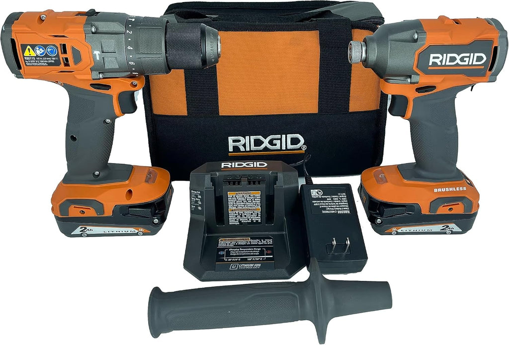 RIDGID 18V Brushless Drill/Driver and 3-Speed Impact Driver Kit with (2) 2.0 Ah Batteries and Charger(R92091SB3)