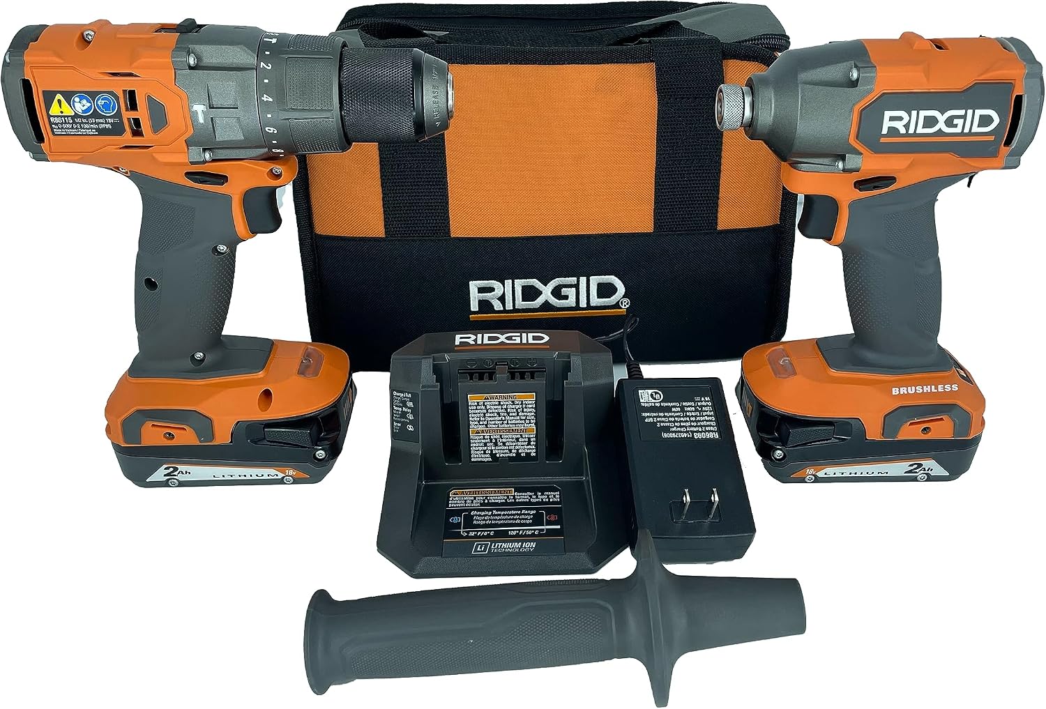 RIDGID 18V Brushless Drill/Driver and 3-Speed Impact Driver Kit with (2) 2.0 Ah Batteries and Charger(R92091SB3)
