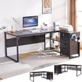 70 Inch Reversible L Shaped Desk with Drawers,Executive Desk with Power Outlet, Lockable File Drawer and Storage Shelves,L Shaped Office Desk with Pegboard,Large Corner Desk for Home Office (70.5')