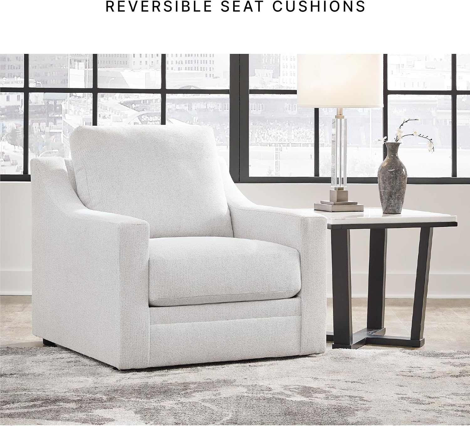 Signature Design by Ashley Maitelynn Contemporary Upholstered Chair with Non-Skid Legs, White