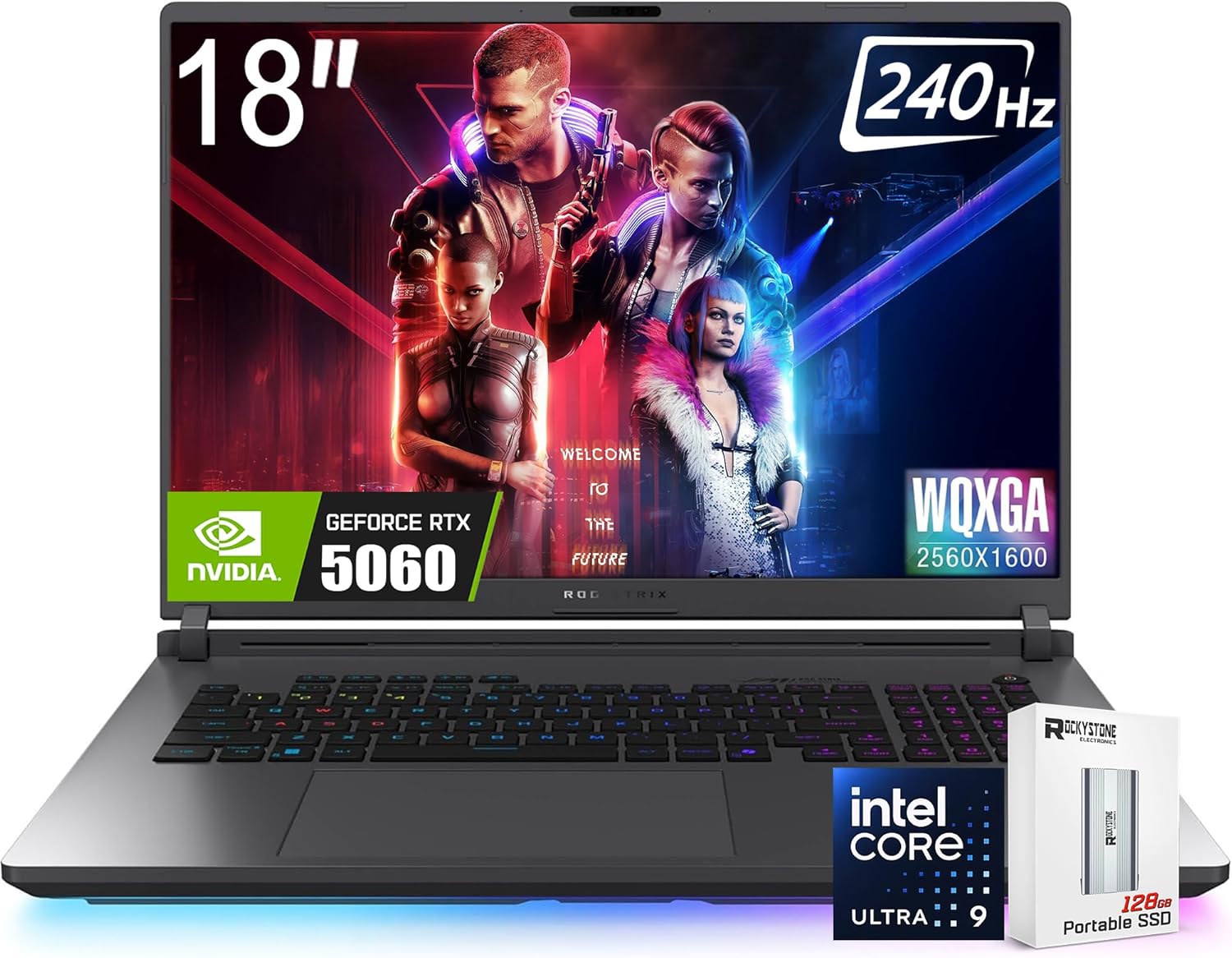 ASUS 2025 ROG Strix 18 Gaming Laptop, 18' ROG Nebula HDR 16:10 2.5K 240Hz/3ms, NVIDIA GeForce RTX 5060, Intel Core Ultra 9 275HX, 32GB DDR5, 1TB PCIe SSD, Wi-Fi 7, Win 11 Home,W/128GB PSD