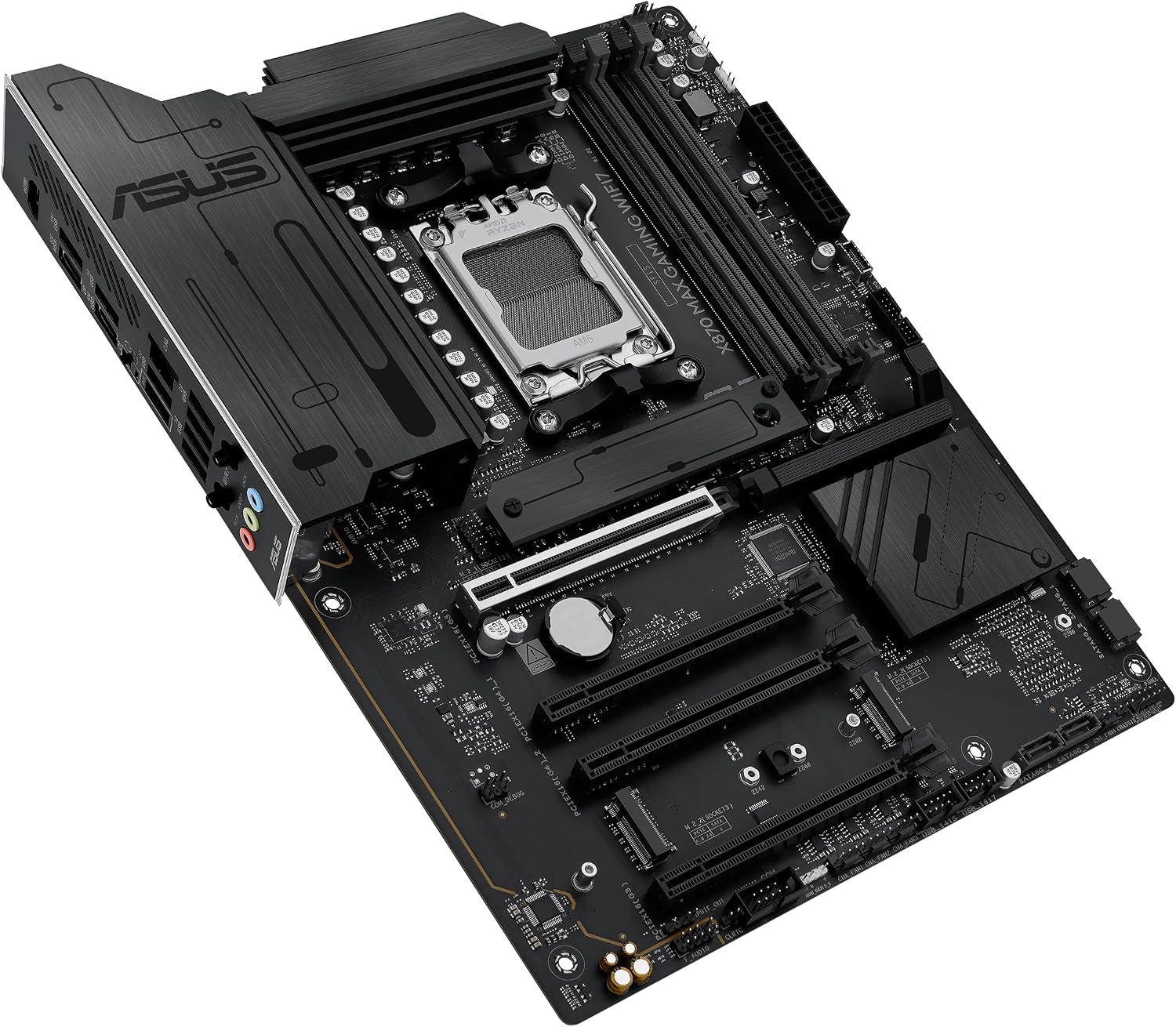 ASUS X870 MAX Gaming WIFI7 AMD AM5 ATX Motherboard, 12+2+1 80A DrMOS, DDR5, PCIe 5.0 x16 Q-Release, 3X M.2, Wi-Fi 7 Q-Antenna, 2.5Gb LAN, USB4® Type-C®, USB-C® 20Gbps, BIOS Flashback™, Aura Sync