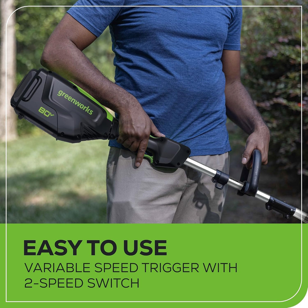 Greenworks 80V 16' Brushless Cordless String Trimmer and 700 CFM Leaf Blower Combo Kit, 2.5Ah Battery and Charger Included