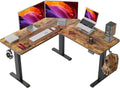 FEZIBO L Shaped Standing Desk, Electric Stand up Height Adjustable Home Office Table, Sit Stand Desk, Light Rustic Brown Top