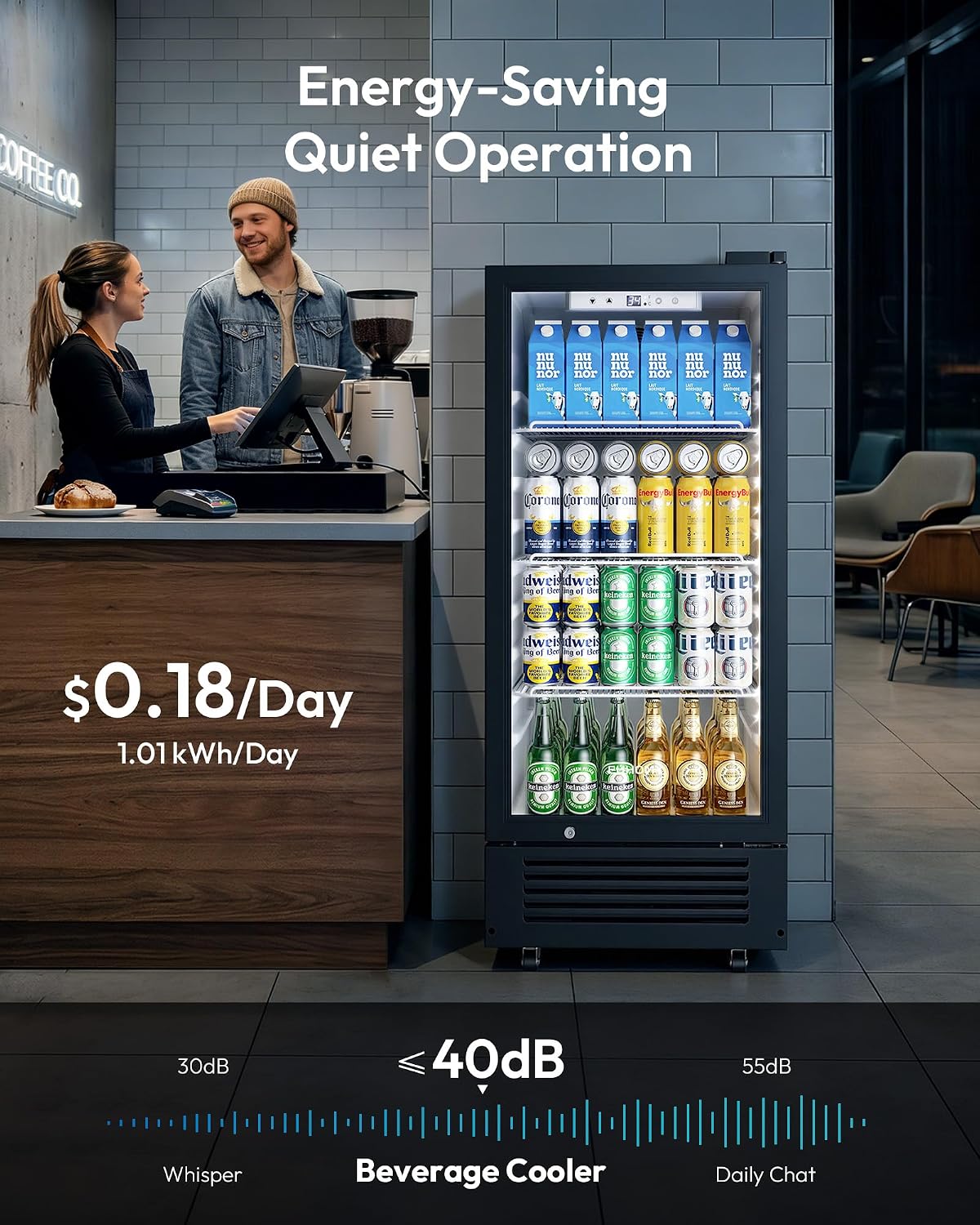 EUHOMY 6 Cu.Ft Commercial Refrigerators with Double-Tempered Glass Door, Beverage Refrigerator with Lock and Adjustable Shelves, Display Fridge with LED Light for Bar, Office, Restaurant, ETL Listed