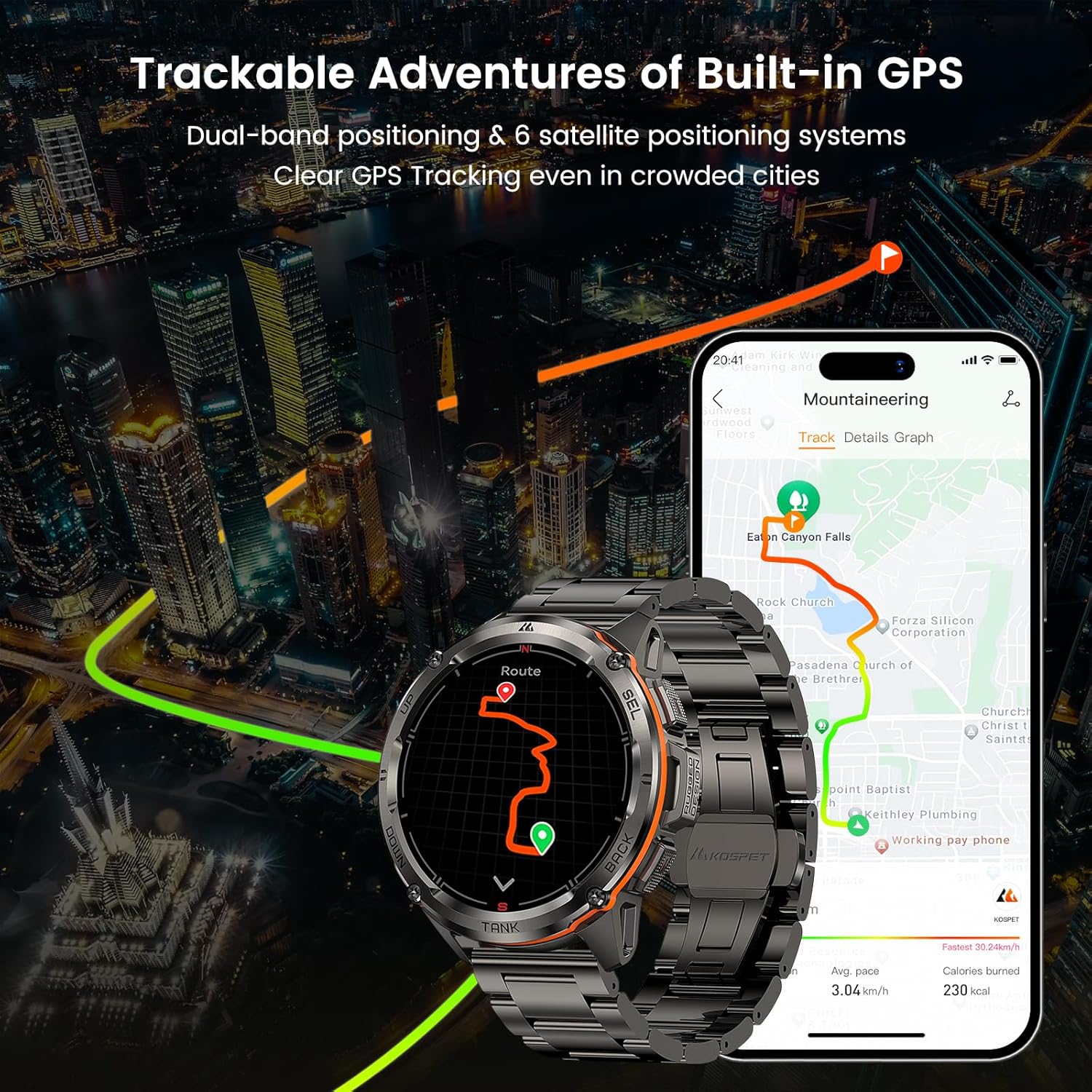 AMAZTIM GPS Smart Watch for Men, 6 Satellite Positioning, Compass, Stainless Steel Body, 50M Waterproof, 470mAh Extra-Large Battery, Answer/Make Call, 1.43' AMOLED Screen, Compatible for Android iOS