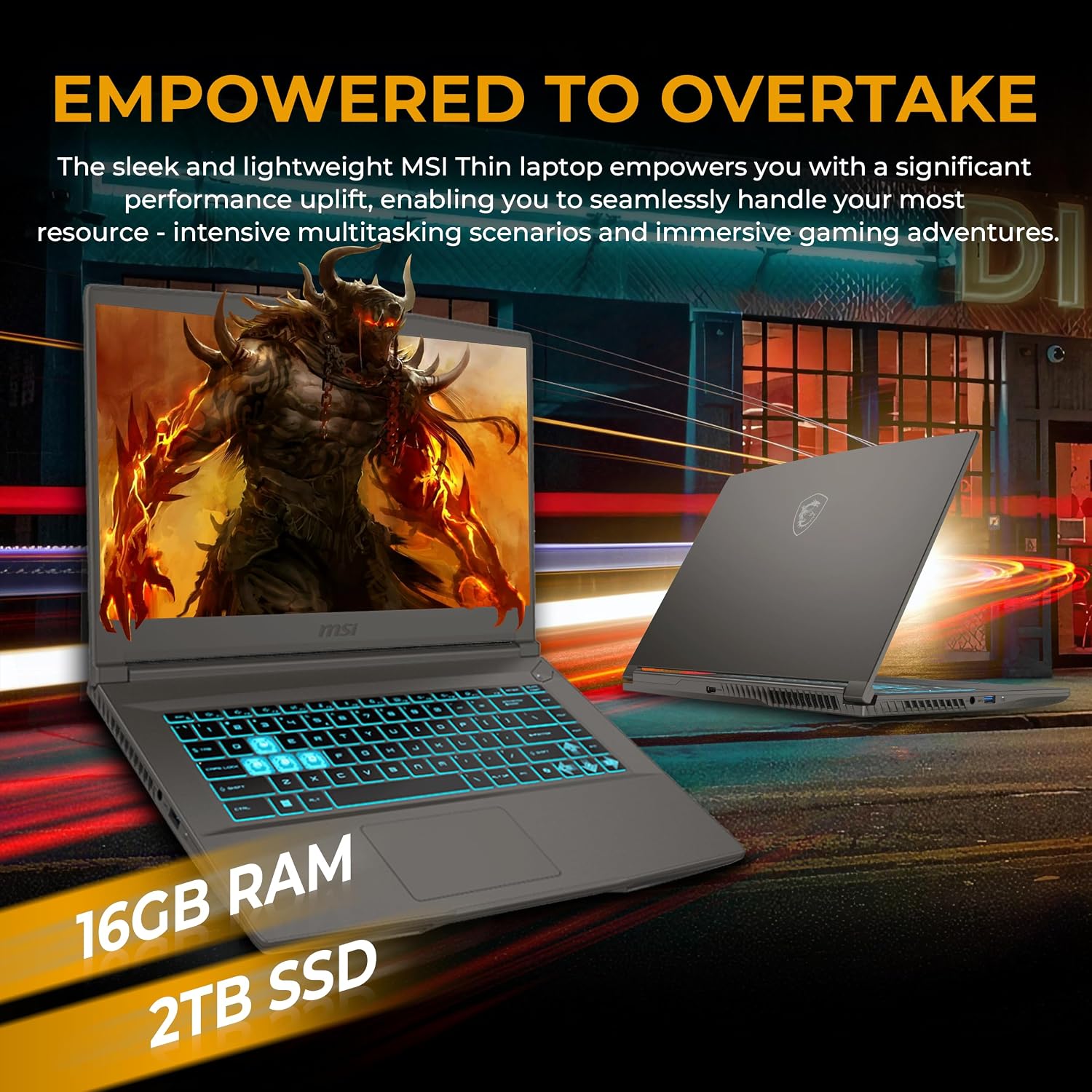 msi Thin 15.6' 144Hz FHD Display Gaming Laptop, Intel Core i5-13420H, NVIDIA GeForce RTX 3050, 16GB RAM, 3TB Storage (2TB SSD&1TB Docking Station Set), Wi-Fi 6, Backlit Keyboard, Win 11 Pro, Gray